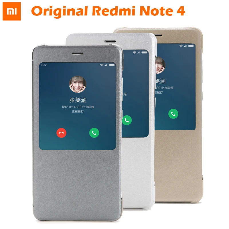 

100% Original xiaomi REDMI NOTE 4 flip case Chinese MTK Helio x 20 / Global Version Snapdragon Cover ( 5.5 inch )