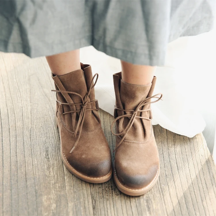 50% Discount Martin Boots Ankle Boots Women’s Casual Shoes Lace Up Flat Hot Sale Warm Fur Winter Boots For Women Suede Leather