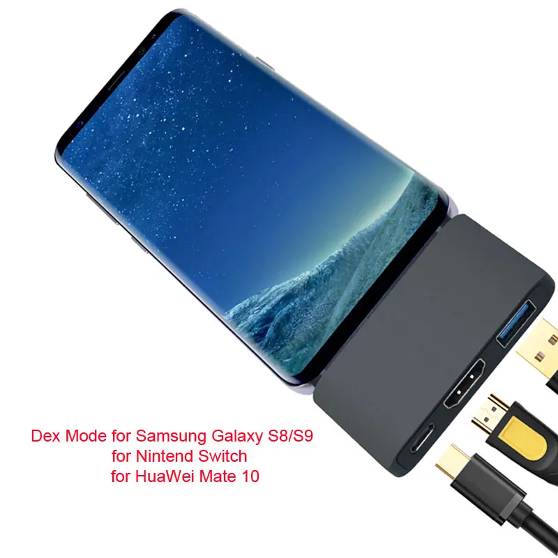 Mosible USB C концентратор к HDMI для Dex samsung Phone Zend Переключатель концентратор USB 3,0 с адаптером питания для Macbook Pro/Air type-C док-станция