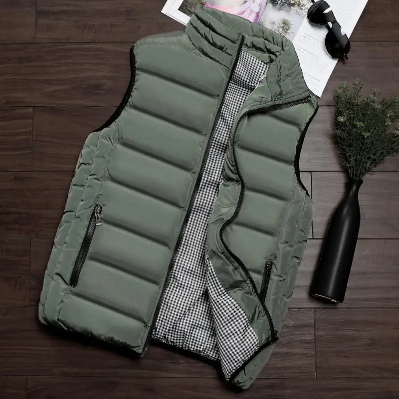 Мужской жилет, весна-осень, мужская куртка без рукавов, пальто для влюбленных, стильный пуховый жилет, мужской жилет, брендовая одежда, плюс размер, 5XL - Цвет: Army Green