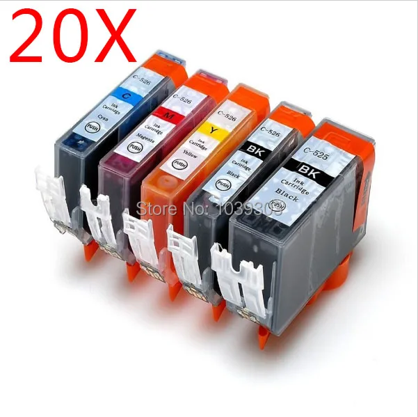 20 pack Compatible Canon 525 526 Ink Cartridge for Pixma iP4850 iP4950 iX6550 MG5150 MG6120