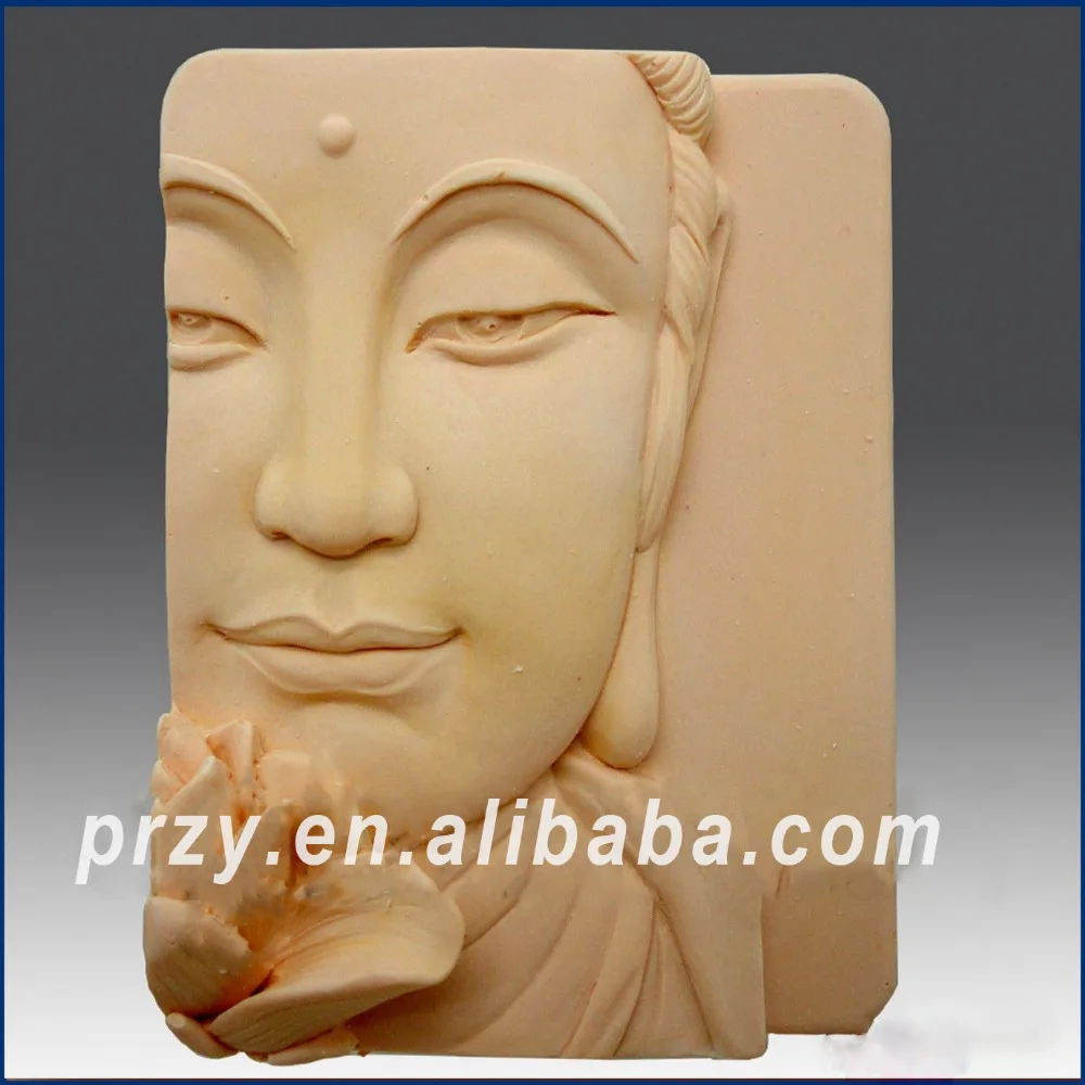 2D силиконовые формы для мыла-Будда крупным планом w/Lotus хорошее качество ручной работы мыло формы квадратной формы Будда лицо глина аромат каменные формы