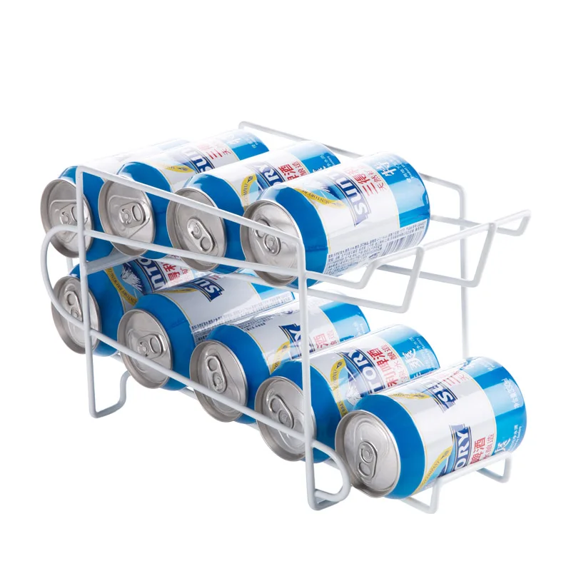 Practical Tank Rolling Storage Shelf for Fridge White Iron Drink Rack