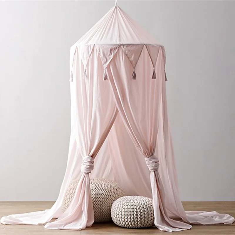 Kid Baby Bed Canopy Bedcover Solid Mosquito Net Curtain Bedding Round Dome Tent Cotton Crib Netting