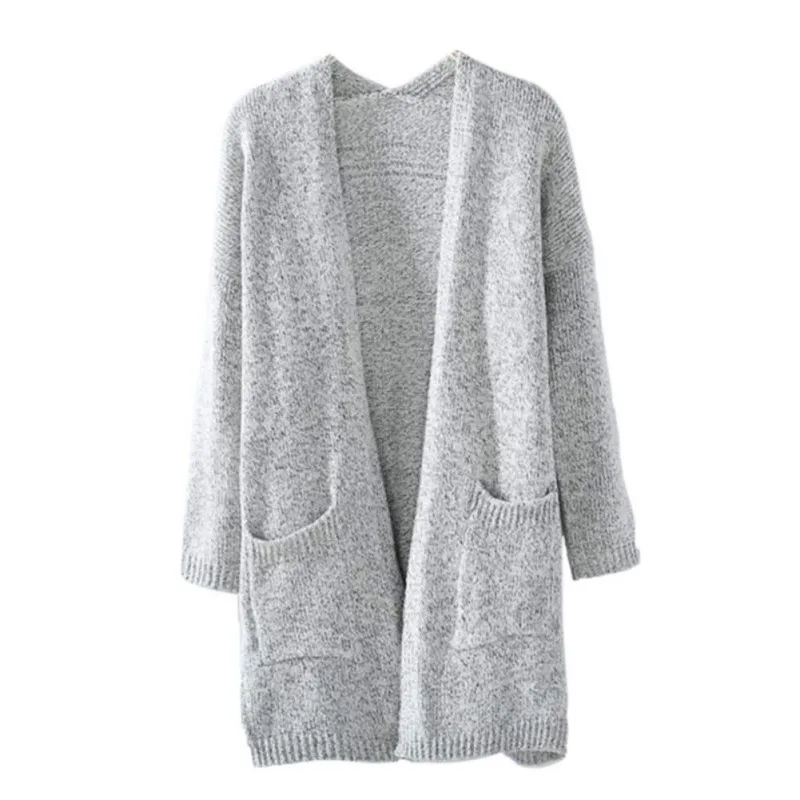 

Autumn Winter Long Sleeve Large Pocket Long sweaters Women Loose Knitting Cardigan Sweaters S1