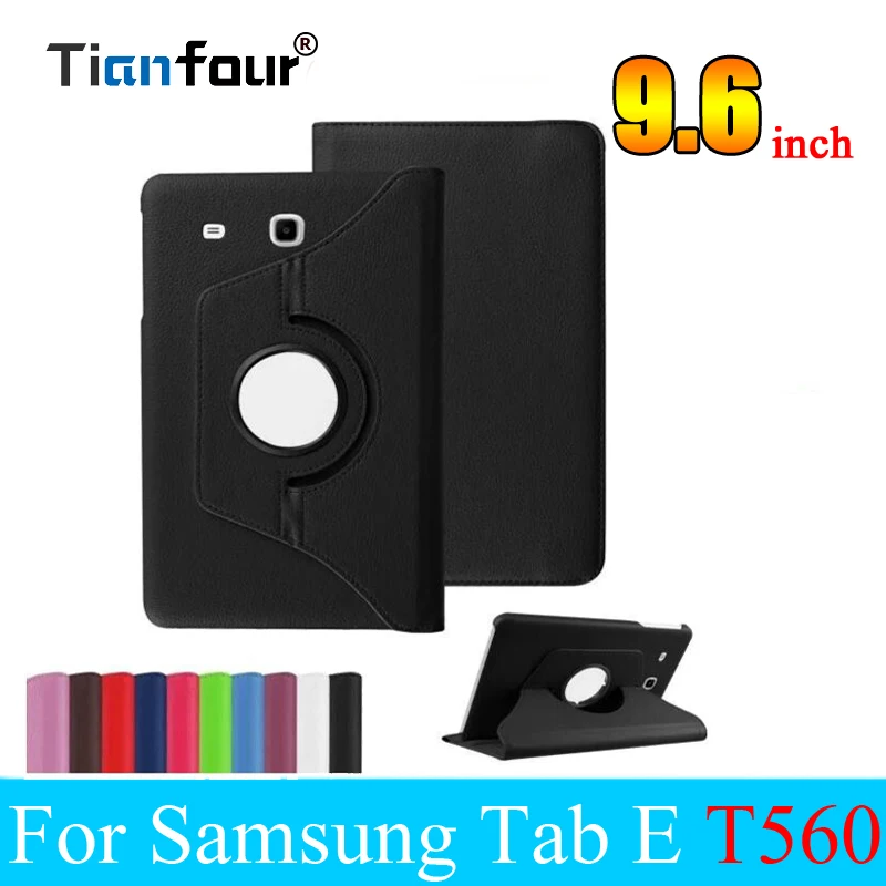 Кожаный флип кейс Tianfour вращающийся на 360 градусов чехол для планшета Samsung Galaxy TabE 9 6