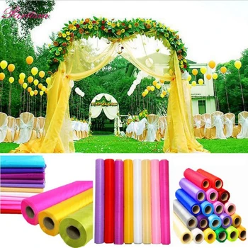 

10 meters High Quality 75cm Wide Organza tulle roll Fabric Sheer Crystal For Table Runner&Home Garden/Wedding Party Decoration