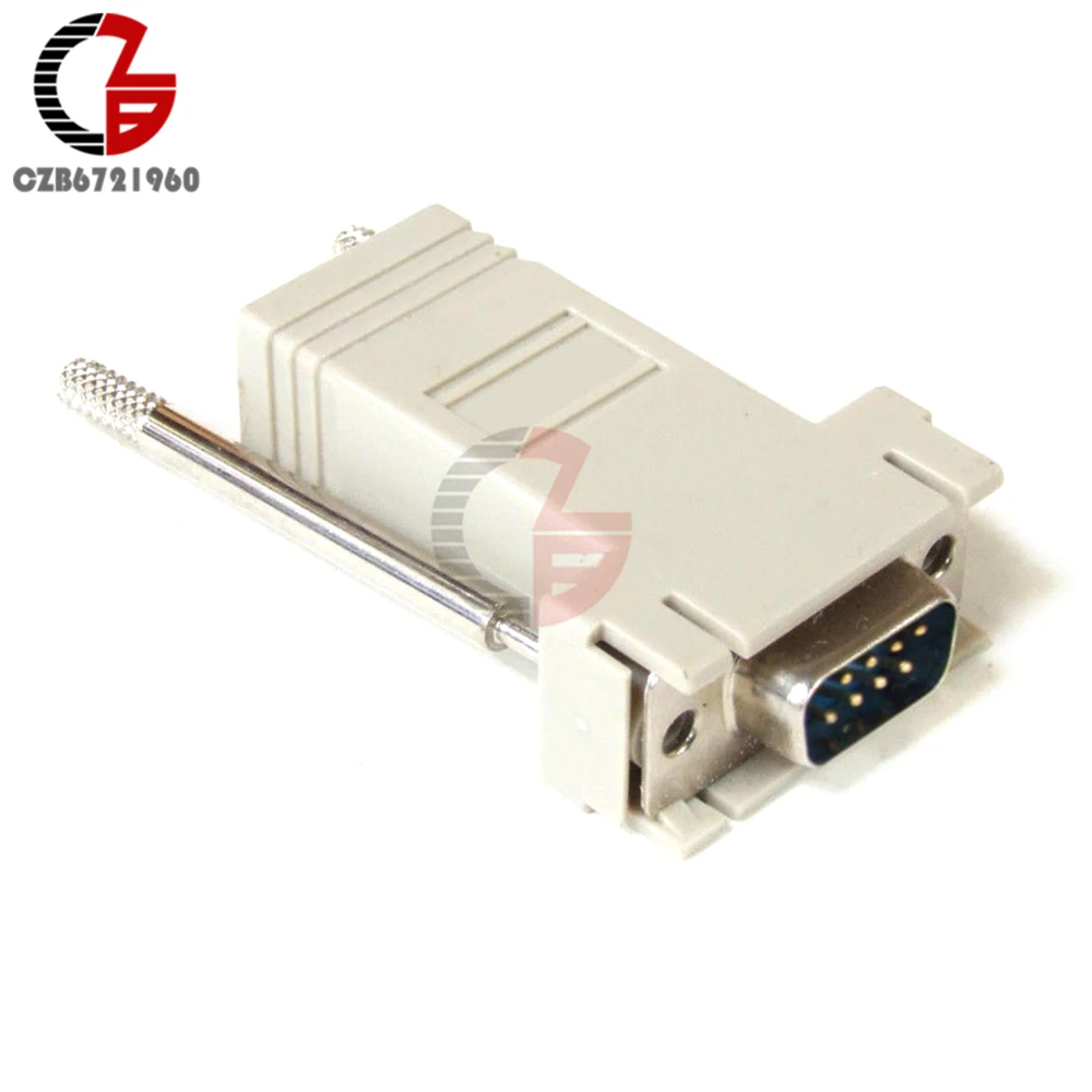 

DB9 RS232 Male to RJ45 Female M/F Module Adapter Connector Convertor Extender