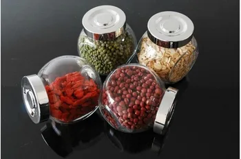 

Small Canister Storage Glass Jar Transparent Glass Bottle Storage Tank Seal Seasoning Bottle Creative Kitchen Green Jars