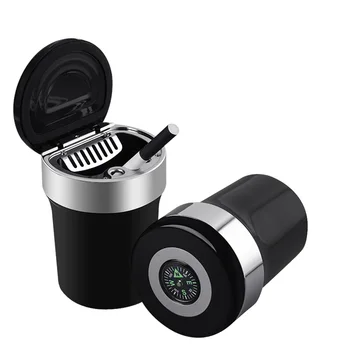 

LED Portable Car Ashtray Truck Auto Cigarette Ashtray Holder Box Case 1PC Black Car LED ashtray Auto compass LED Lamp