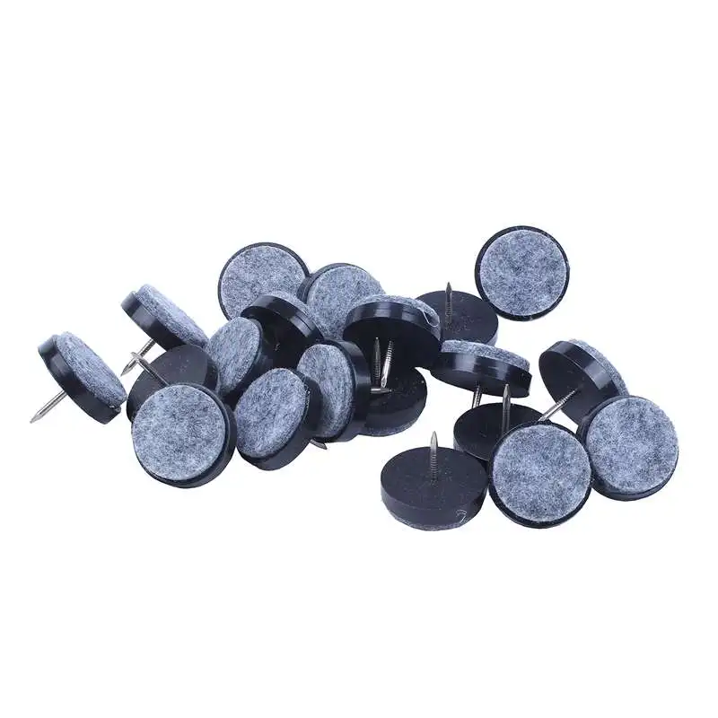

20x Table Chair Leg Felt Nail-on Glide Pads Floor Protector 28mm Dia Black