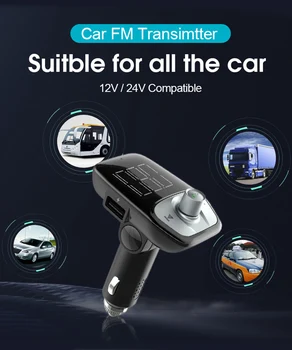 

T17 Wireless Car MP3 Player Car Music Player LCD Bluetooth FM with 2 USB Fast Charging ports AUX SD USB Port Handsfree Kit