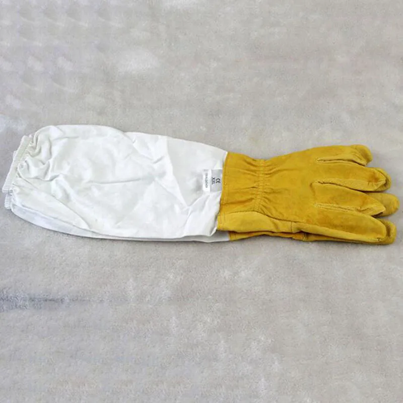 yellow Новинка, 1 пара перчаток с защитными рукавами, защитные перчатки из овчины, вентилируемые профессиональные перчатки для пчеловодства - Цвет: yellow