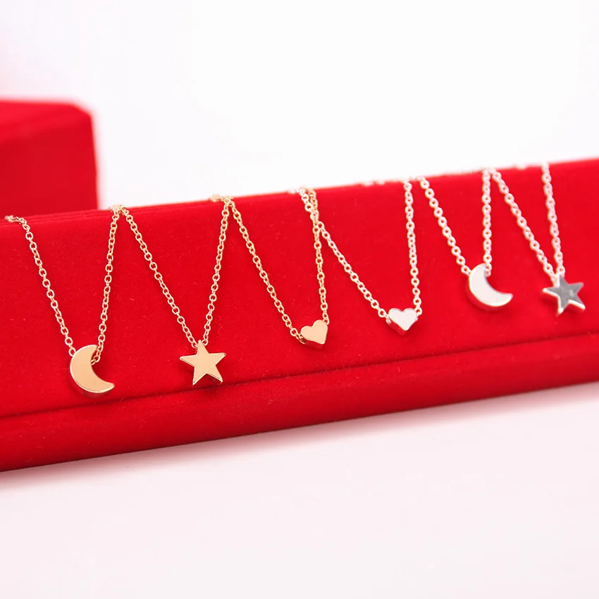 

New Fashion Women Gold Silver Chain Star Heart Choker Girl lovely Necklace Jewelry Women Holiday Beach Parties Jewelry Gifts