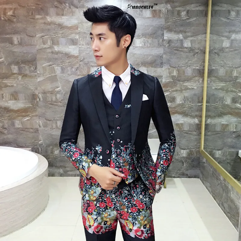 Mens Prom Suits With Pants 3 Piece Slim Fit Modern Latest Designer Mens Prom Suits With Pants 3 Piece Slim Fit Modern Latest Designer Groom Wedding Suit Black Fl Terno Masculino 2017 In From Men S