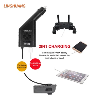 

Universal 2 in 1 Car Battery Charging & USB Port Remote Control Charger For DJI SPARK Drone Accessories For Mobile Phone Tablet