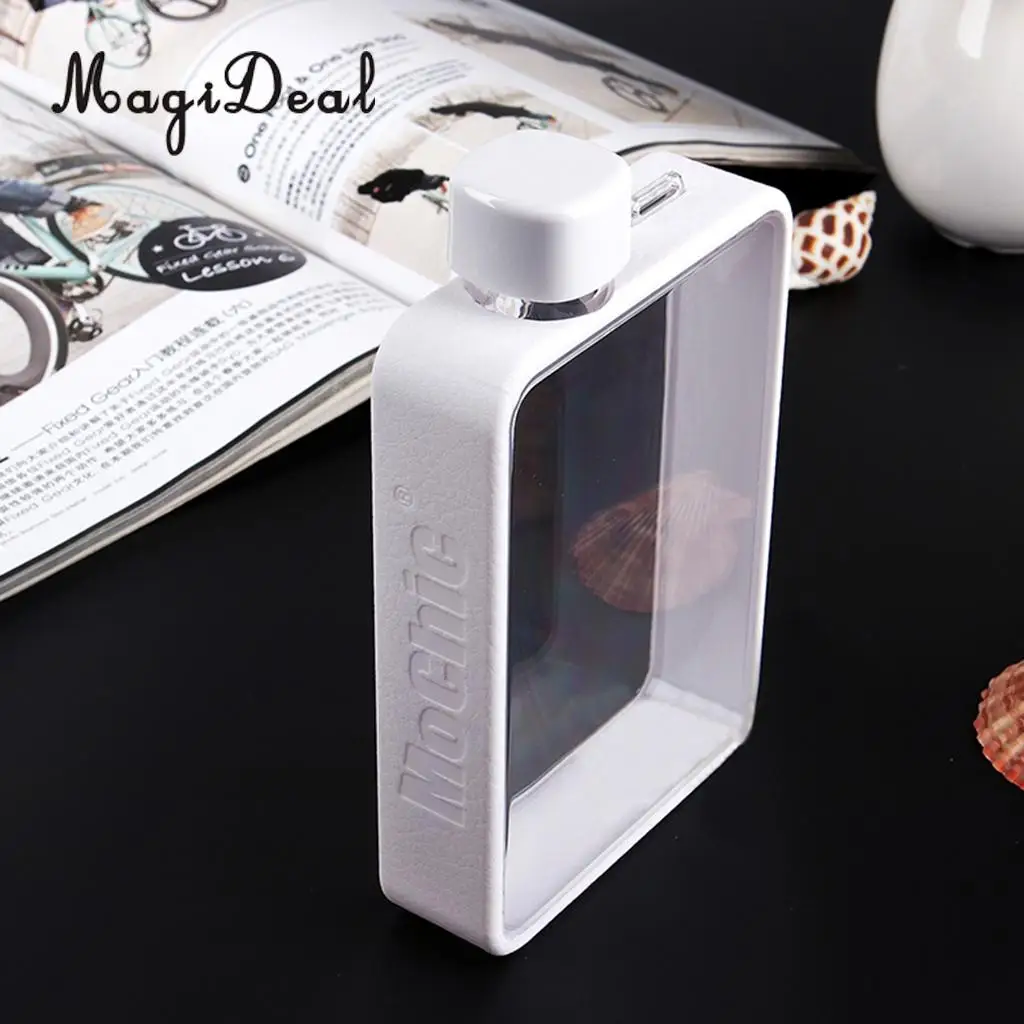 MagiDeal Clear Book Portable Paper Pad Water Bottle Flat Drinks Kettle 5 Colors to Choose