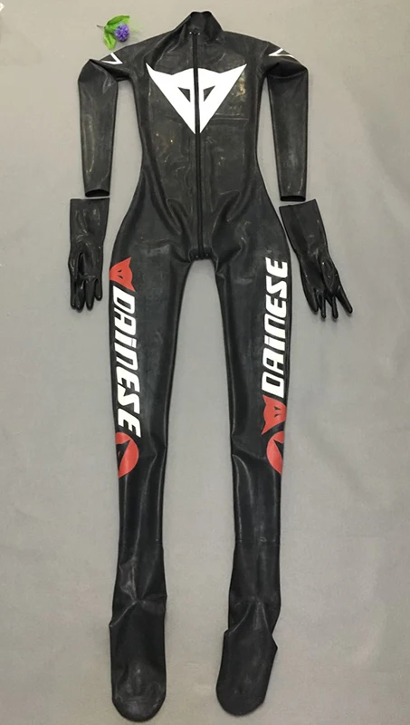 

Men racing bicycle latex catsuit motorcycle race with socks & removable gloves