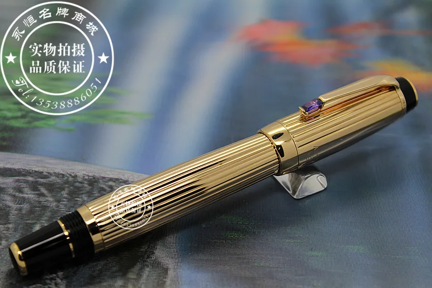 

Wakaka precious Series Mon Golden carving purple stone Blanc ink fountain pen free shipping