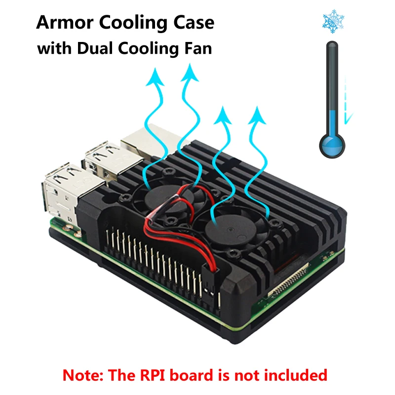 Raspberry Pi металлический корпус с двойной вентилятор охлаждения панцири случае алюминий сплав подходит для Raspberry Pi 3 Model B +/RPI 3B Pi3 B плюс