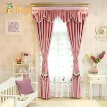 Pink Cute Cartoon Printed Curtains For Girls Bedroom Kids Room Window Princess Sheer Custom Made Window Treatment