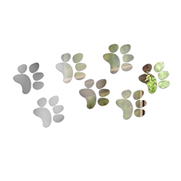 Mirror Wall Art Crystal Cat Paws Wall Stickers Removable Self Adhesive