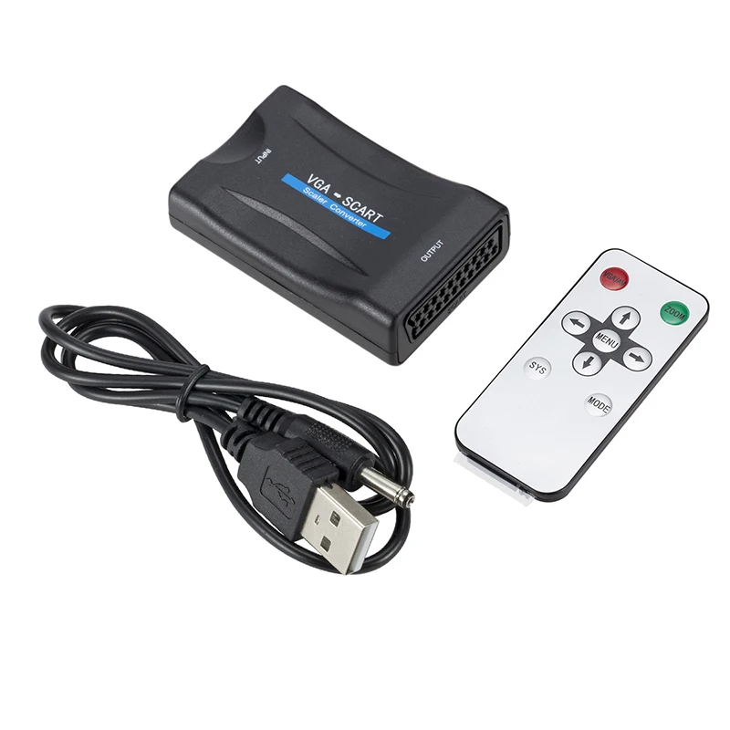 No VGA Cable VGA к SCART видео аудио конвертер адаптер разговорный цифровой для ТВ адаптер сигнала разъем дистанционного управления для Smart tv - Color: No VGA Cable