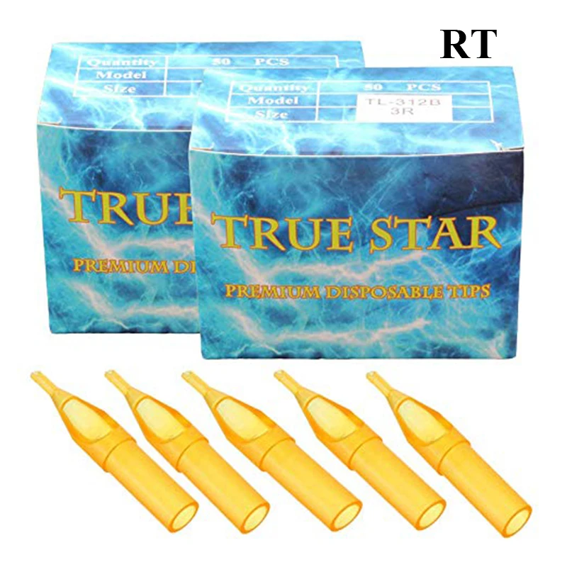 

50Pcs Yellow3R-5R 7R 9R 11R 13R 15R 18RT Disposable Tattoo Tips Sterile Assorted Plastic Classical Tattoo Tips For Tattoo