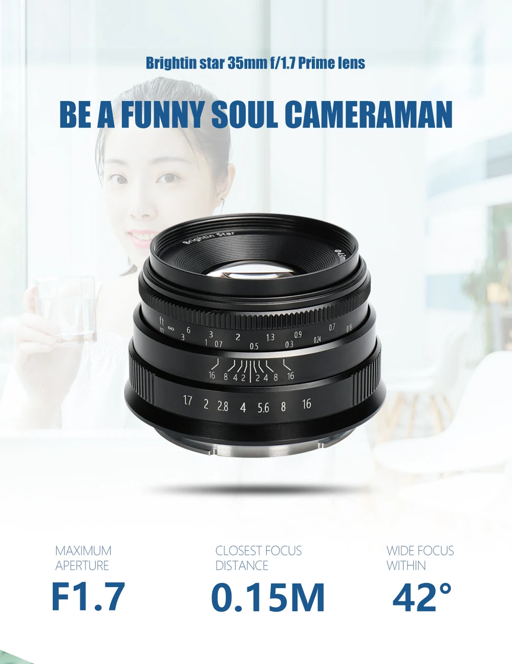 35 мм F1.7 объектив с фиксированным фокусом для Canon EOS-M крепление для Olympus Panasonic Micro 4/3 камеры для SONY FUJI Объектив