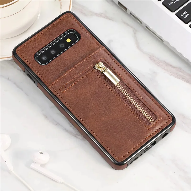 

Zipper Wallet Case For Samsung Galaxy S10 E Leather Wallet Card Back Cover For Samsung Galaxy S10 Plus S9 S8 Plus Note 9 8 Coque