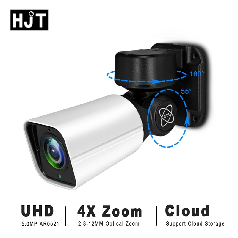 HJT 5.0MP 4.0MP Мини PTZ IP камера H.265 Облачное хранилище открытый 4X оптический зум ИК 50 м P2P CCTV безопасности Onvif Водонепроницаемый CCTV
