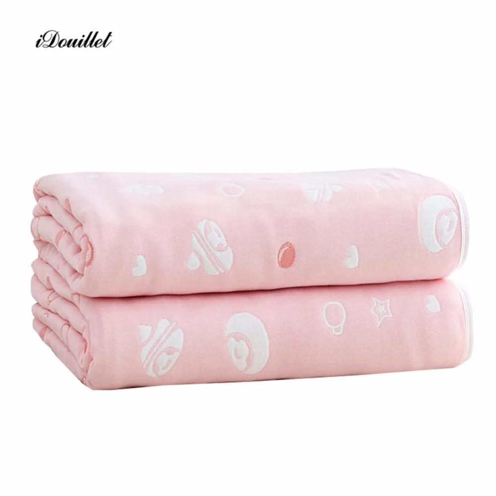 iDouillet 6 Layer Cotton Muslin Blanket for Baby Kids Toddler and Adult