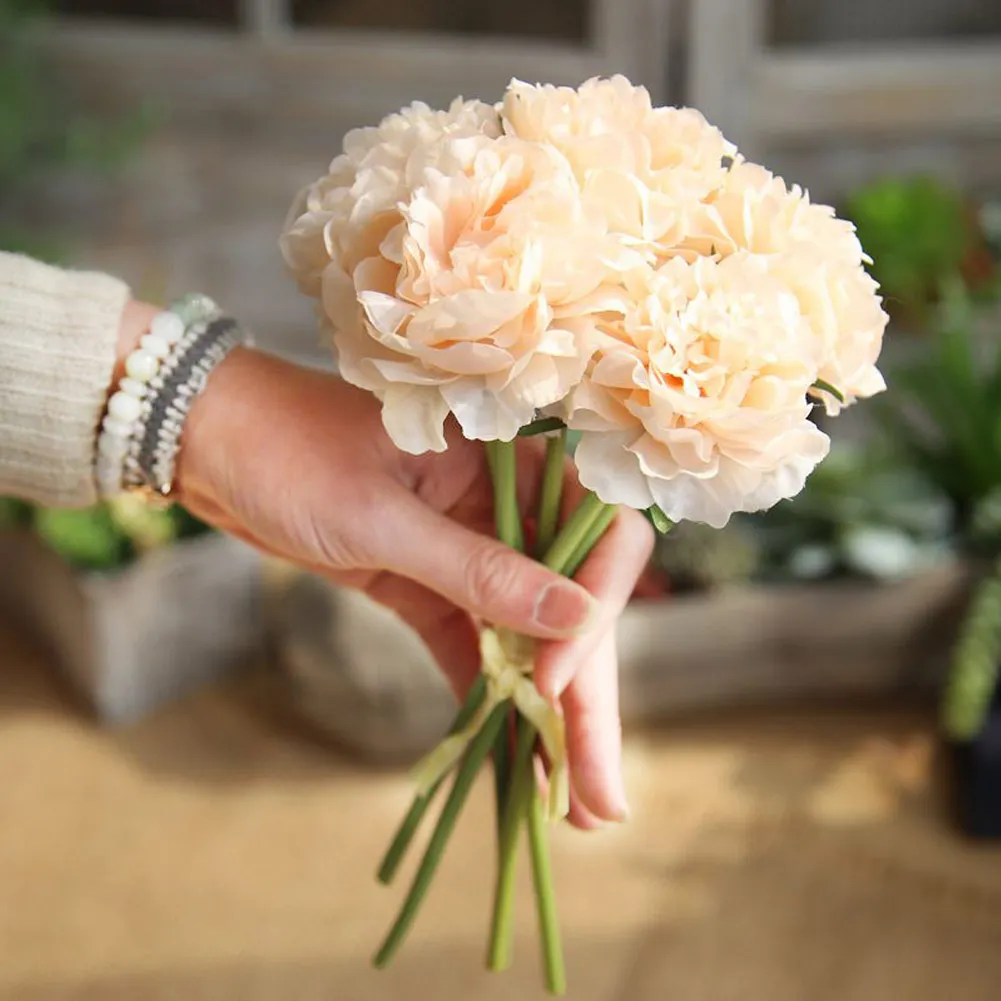 Свадебный букет из искусственного пиона для свадебных торжеств, Шелковый Искусственный цветок для украшения дома и сада