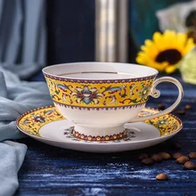 Чайный сервиз в европейском стиле, фарфоровая чашка из тонкой кости, керамические кофейные чашки в золотой оправе, фарфор для послеобеденного чая, чашка и блюдце