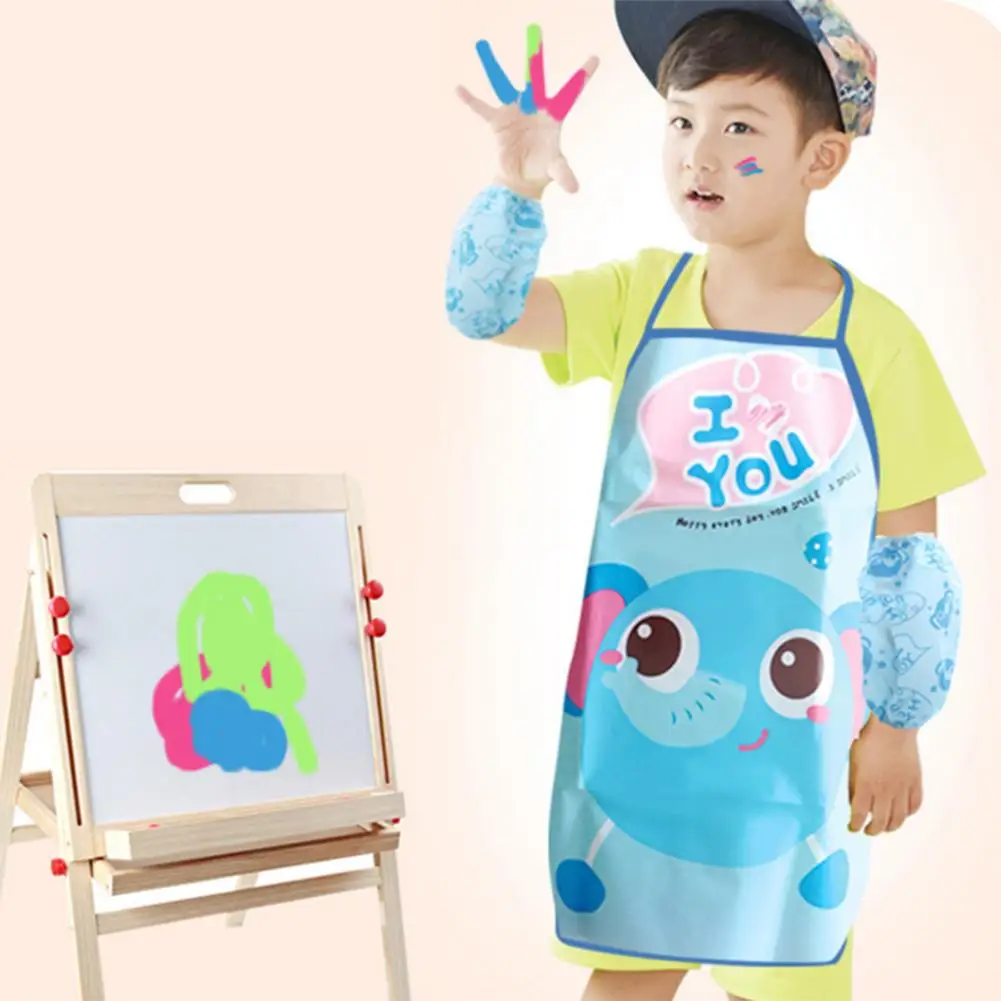 

Children's Cartoon Waterproof Apron Sleeve Cover Set