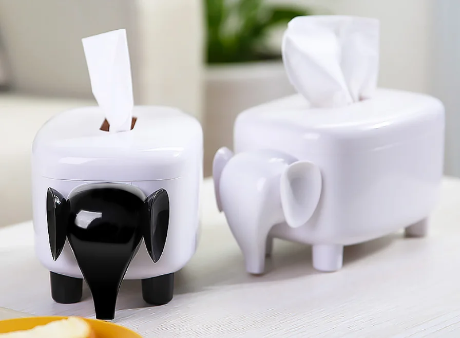 

Hot Nordic Style Cute Elephant Tissue Boxes Bathroom Hotel Tray Home Decoration Home Storage Creative Bedroom Tissue Box LFB730