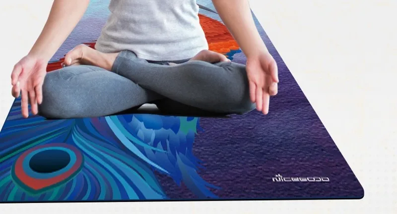 Коврик для йоги Печатный замши натуральный резиновый коврик для йоги 3,5 мм толщиной Нескользящие печатных Пилатес упражнения коврики