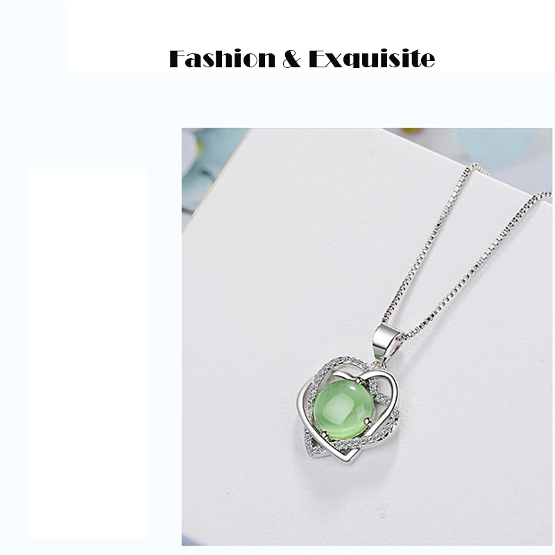 green cat eyes stone necklace jewelry (8)