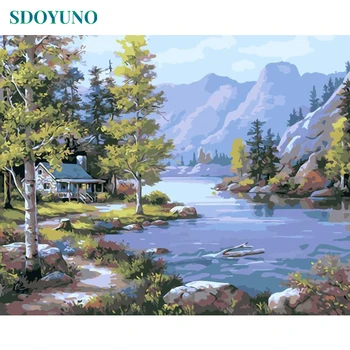 

SDOYUNO Frame Mountain Scenery DIY Painting By Numbers Acrylic Paint On Canvas Modern Wall Art Picture For Home Decor 40x50cm