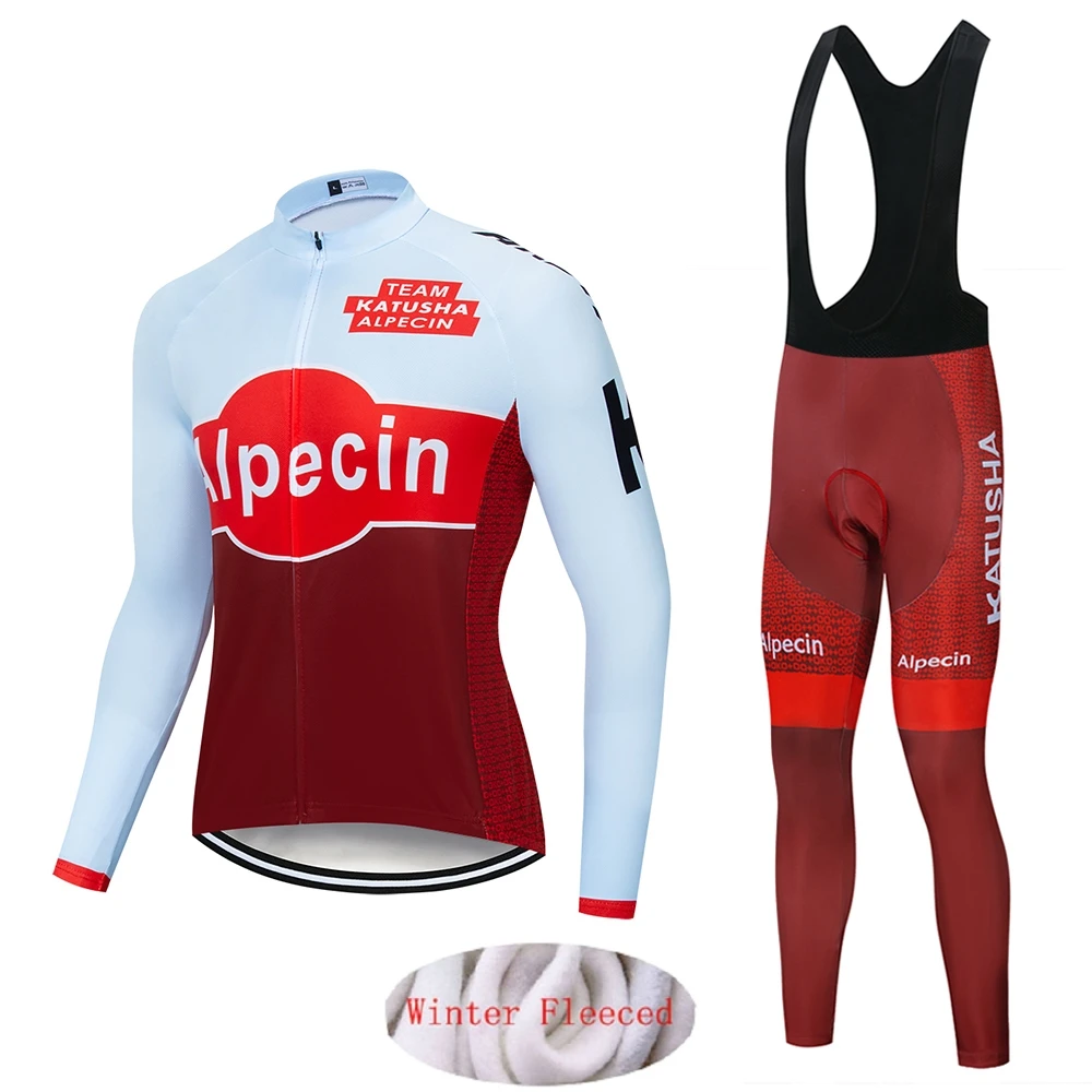 Лаванда Новинка, Pro KATUSHA, Зимняя Теплая Флисовая велосипедная футболка с длинным рукавом, набор для спорта на открытом воздухе, ropa ciclismo, велосипедная одежда, 9D гелевая подкладка mtb - Цвет: Лаванда