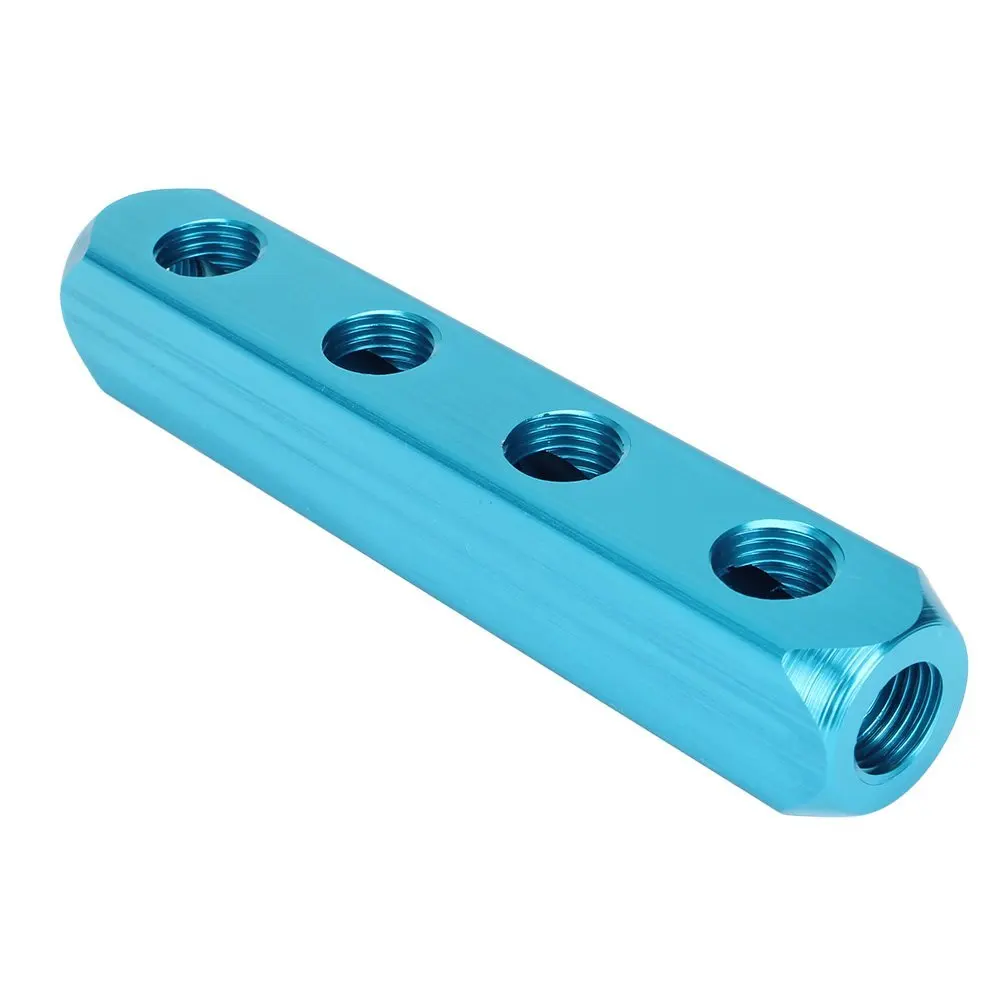 4 Way 7 Port Aluminum Air Splitting Manifold Block Single Row Manifold