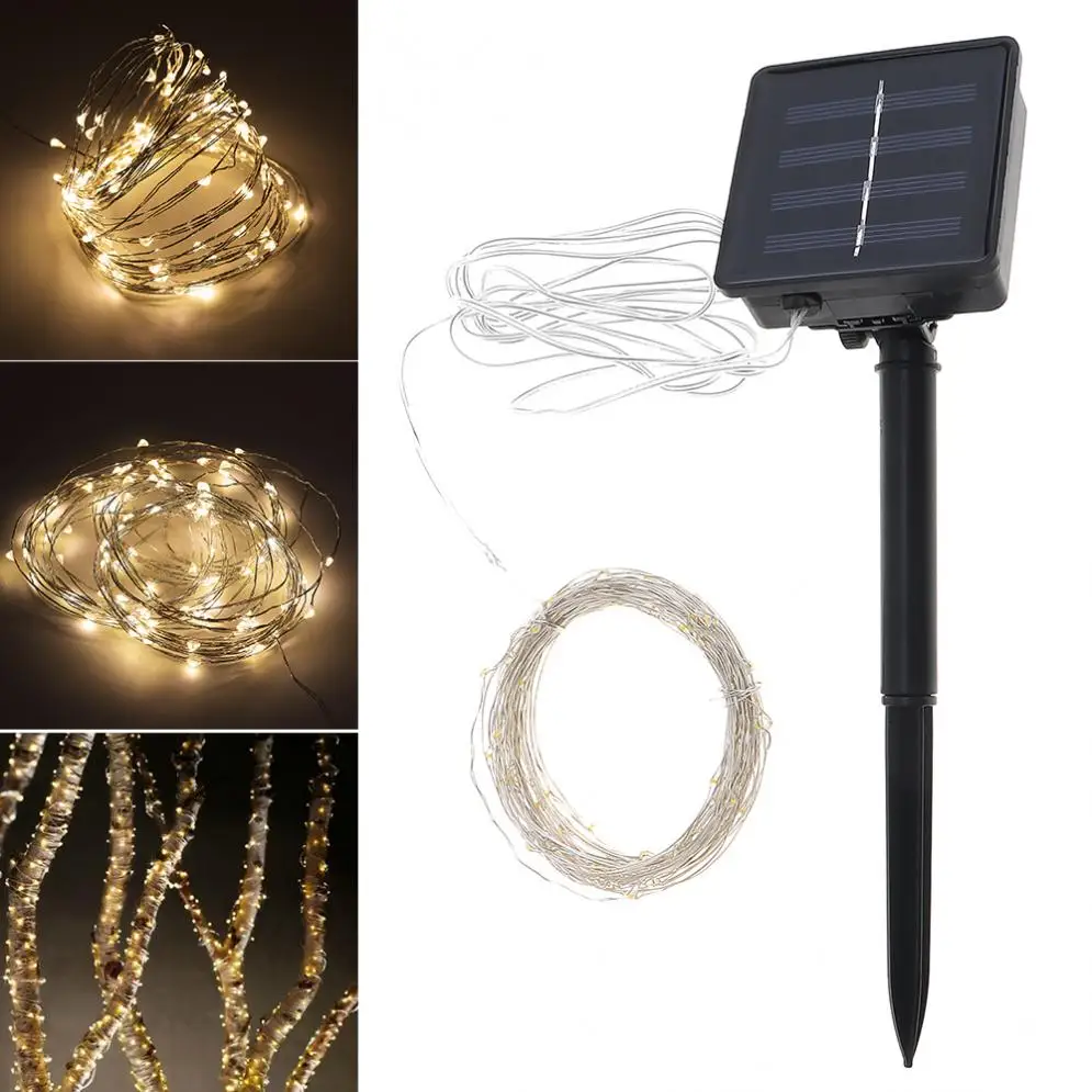 New 10 Meter 100 LED Solar Light Outdoor Garden Christmas Flashing