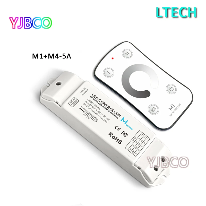 

M1Mini RF wireless led controller with M4-5A CV Receiving single color (M1+M4-5A) input DC5V-DC24V;output Max 20A 5A*4CH