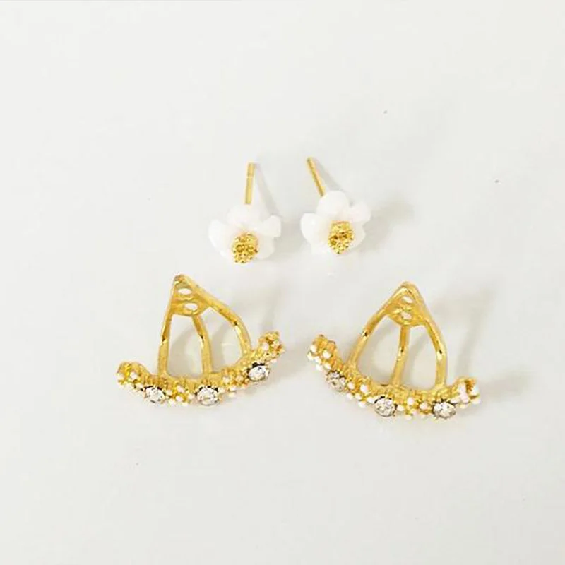 Милые модные Серьги каффы украшенные цветами спереди и сзади Ear Jacket Earrings для Для
