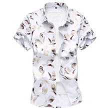 Новые Брендовые мужские рубашки с коротким рукавом Гавайские повседневные рубашки с цветочным принтом для мужчин Slim Fit плюс размер M-7XL модный принт Летний стиль