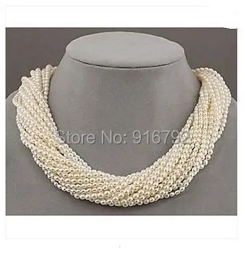 

Wholesale >>>>12 strands AAA+ south sea white seed pearl twisted necklace 18