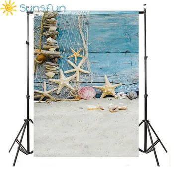 

2017 5x7ft Poly Vinyl Summer Sunshine Sea Beach Photo Studio Background Vinyl Digital Cloth Blue Sky Photography Backdrops HB15