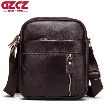 

GZCZ Brand 100% Genuine Leather Messenger Bag Men Small Shoulder Bag Handbag Casual Busines Bolsas Travel Sling Crossbody
