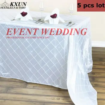 

5pcs Lot Taffeta Pintuck Table Cloth Rectangle Tablecloth For Wedding Event Decoration