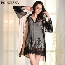 Ночная рубашка и банный халат, комплект кружевного халата для женщин,, сексуальный комплект нижнего белья, халаты, комплект из двух предметов, красный красивый элегантный костюм